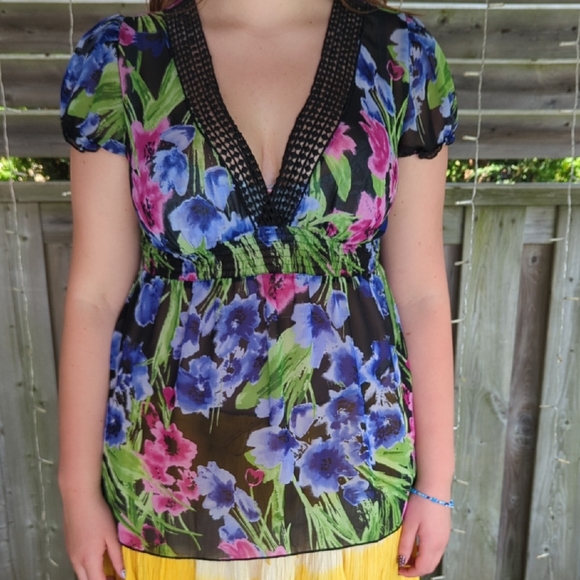 Sheer Floral Top - Picture 1 of 7